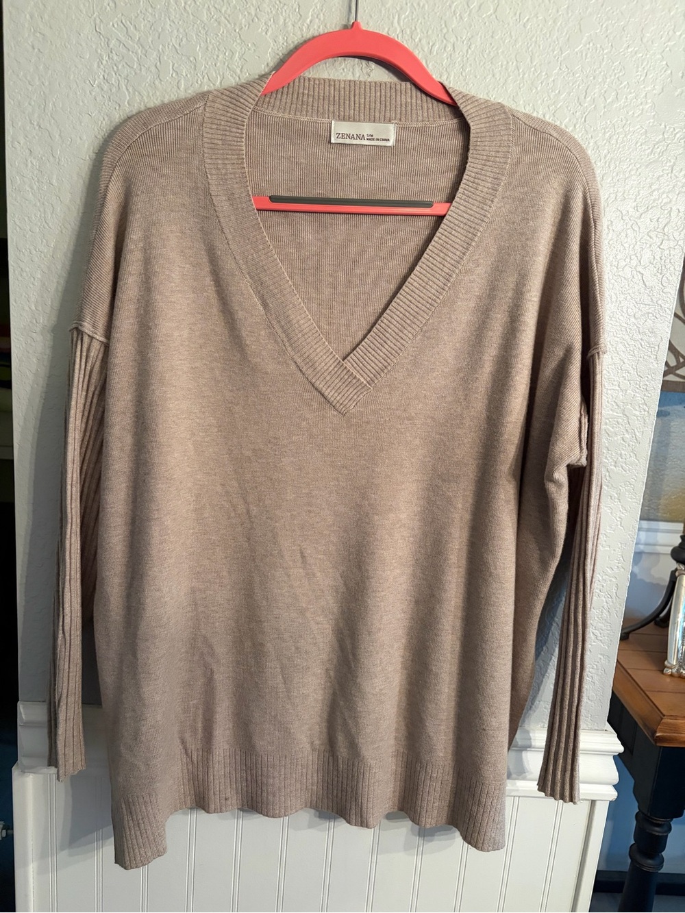 NNT -Taupe V-Neck Women's Sweater super Soft size s/m
